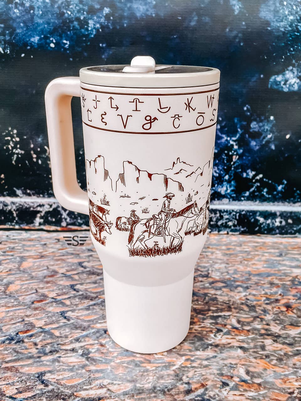 Cattle Drive Cream 32oz Flip Top Tumbler